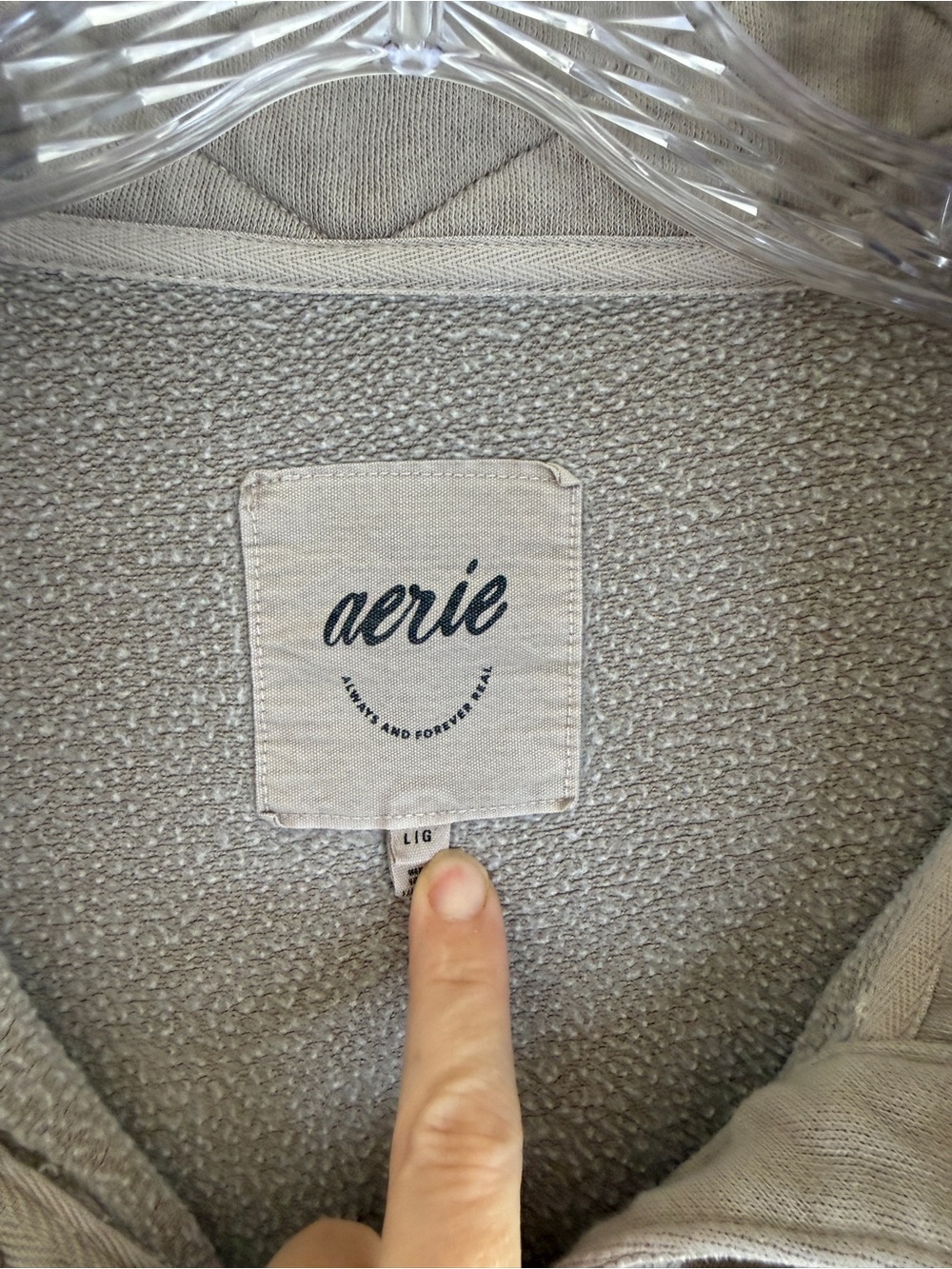aerie oh snap Sweatshirt in Taupe with a Quilted Collar, Snap Henley Funnel Neck - Picture 3 of 12